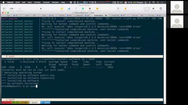 Sysdig Falco - Open Source Docker Security - Man in the middle (curl | bash) attack detection смотреть онлайн