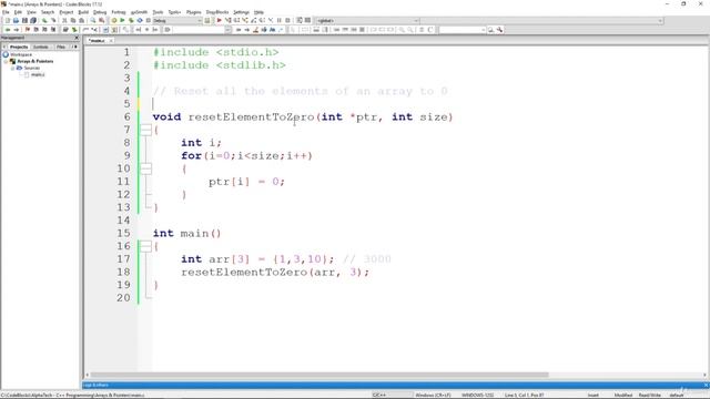 C Programming: Reset All Elements of An Array to 0