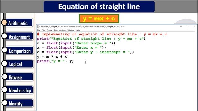 Equation of straight line  in Python | Linear regression | Python Programming exercise in Hindi #03