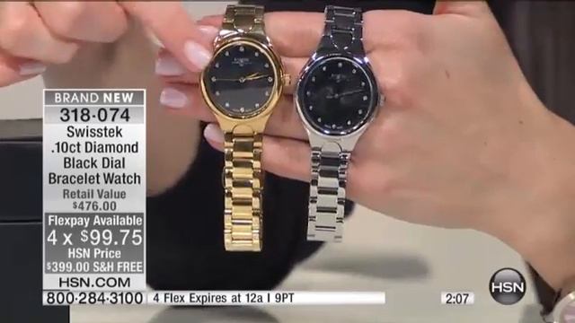 Swisstek .10ct Diamond Black Dial Watch смотреть онлайн