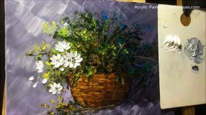 Корзина с цветами. Акрил. Мастер класс.