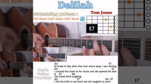 Delilah - Tom Jones guitar chords w/ lyrics & strumming tutorial
