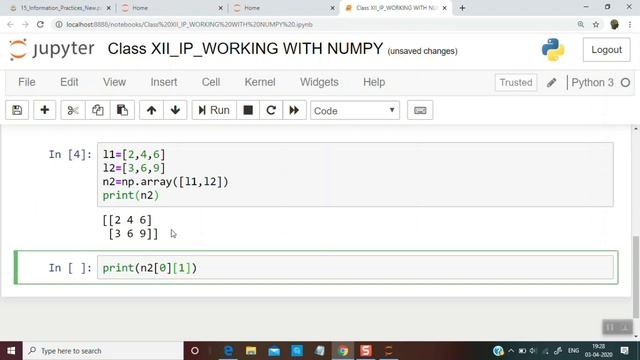 Class XII IP WORKING WITH NUMPY Part1