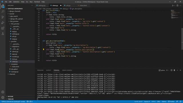 Generate link preview using beautifulsoup4 and django ||Link preview in python like telegram #pytho
