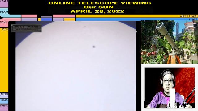ONLINE TELESCOPE VIEWING OF THE SUN with SUNSPOTS: April 28 2022 смотреть онлайн