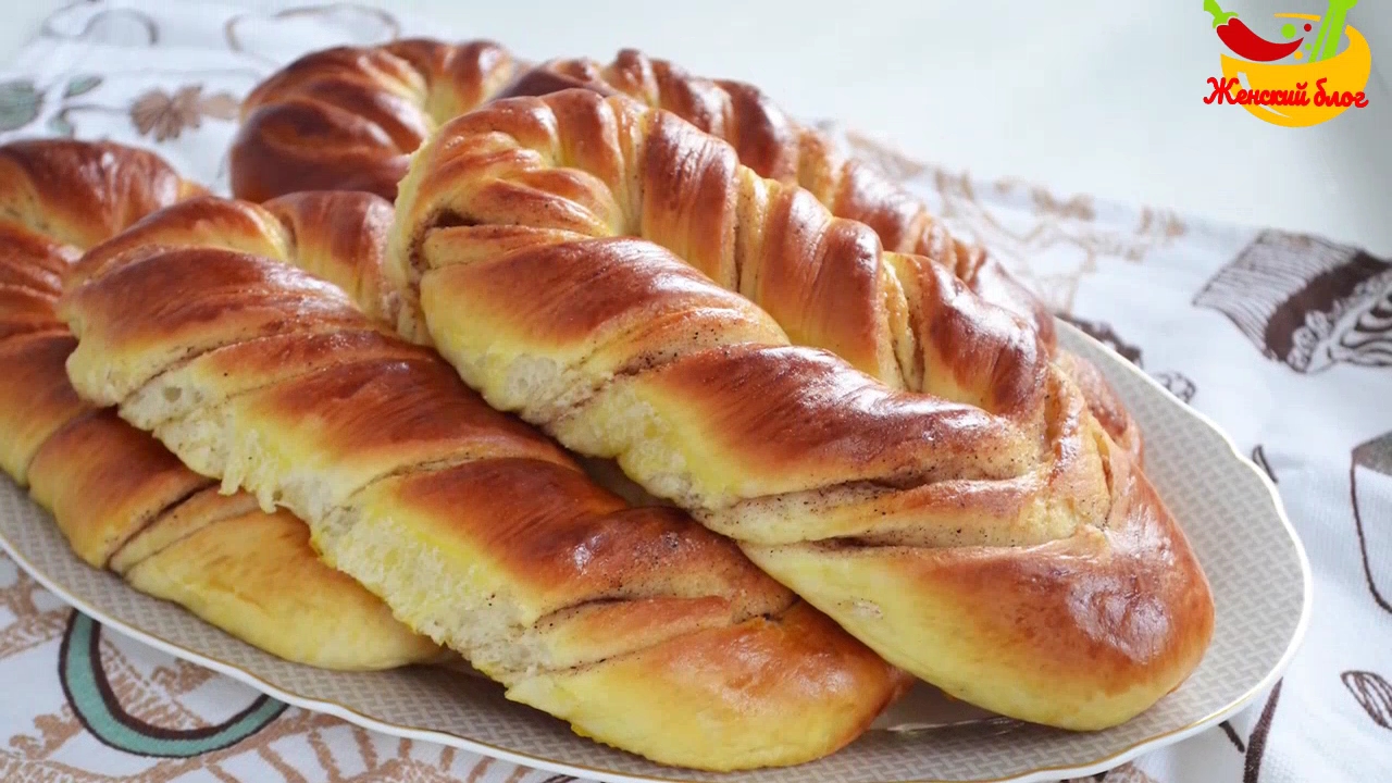 Рецепт Плетеные булочки на кефире с сахаром и корицей