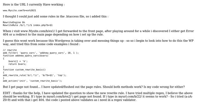 Wordpress: Custom Params in URL