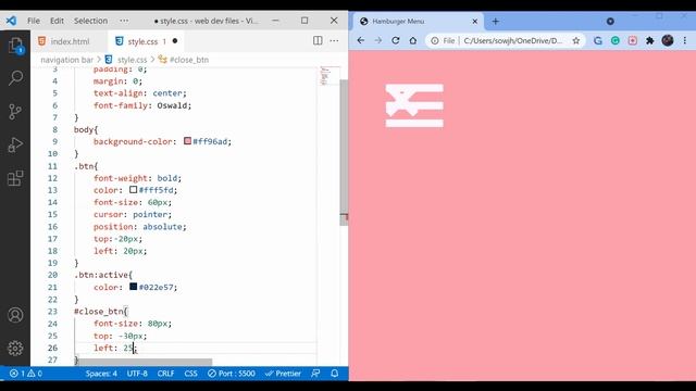 A Simple Hamburger menu using HTML CSS JAVASCRIPT + Cool Underline Hover Effect with ::after смотреть онлайн
