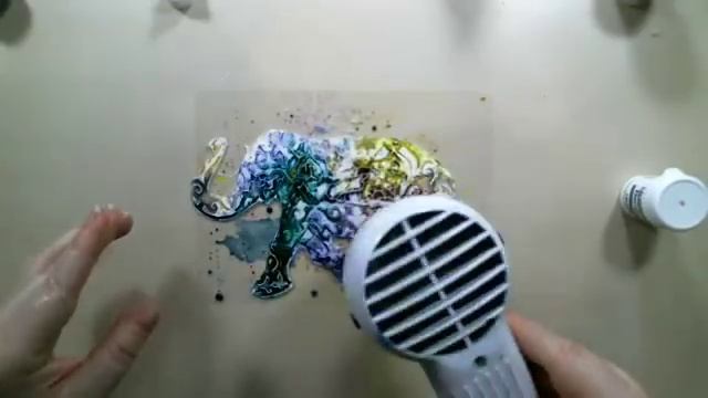 Batick Elephant Mixed Media Canvas with Brusho Crystals