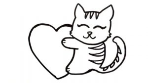 Как нарисовать Котика с Сердечком Маме на 8 Марта. Рисунок для срисовки Маме к 8 Марта на открытку