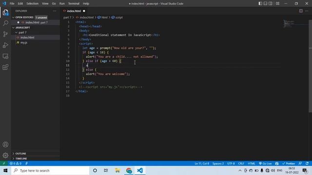 The Modern JavaScript Tutorial | Part 8 | Condition If Else | Ternary  Operator | Tech Quick Learne