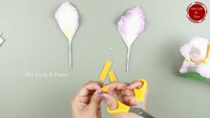 How to Make Crepe Paper White Iris |Paper Iris flower|Paper flower Easy and Simple|ක්රේප් කොළ මල්