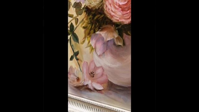 Картина маслом. Натюрморт с цветами. Розочки. Холст 50х50 см смотреть онлайн