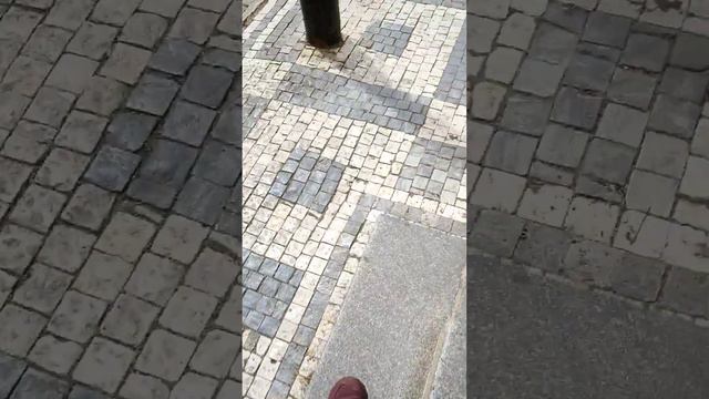 steps on the stone surface to the sounds of the accordion