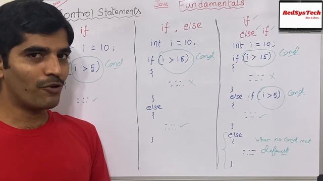 # 70 Java Else If Statements | if else statement | if else statement in java | Java | RedSysTech