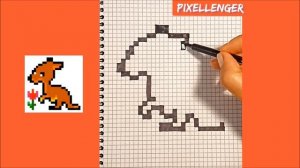 Рисунки по клеточкам Кенгуру с Цветочком Как рисовать How to Draw Kangaroo Simple Drawing Pixel Art