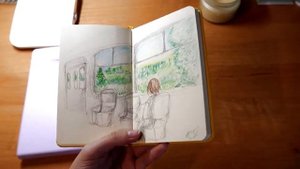 БОЛЬШОЙ ОБЗОР СКЕТЧБУКОВ: аниме, эскизы цветными карандашами, пейзажи, портретные рисунки