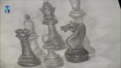 Уроки рисования (# 33) карандашом. Рисуем атрибут: шахматные фигуры