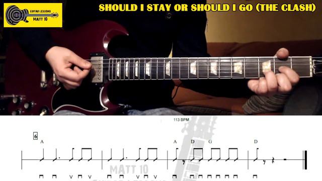 Should I Stay Or Should I Go (The Clash) GUITAR CHORDS / STRUMMING / TAB смотреть онлайн