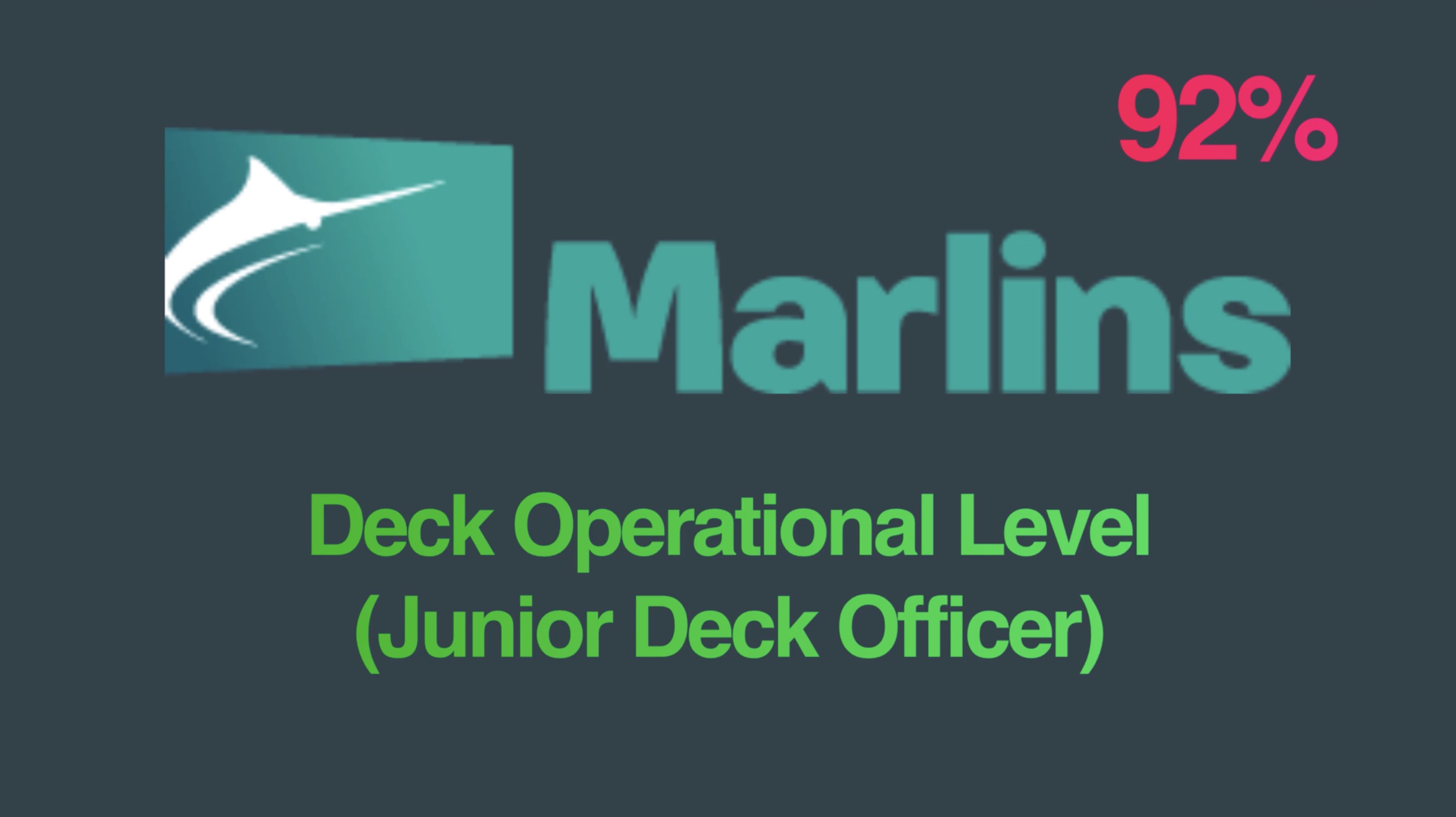 92% - Marlins test - Deck Operational Level (Junior Deck Officer), прохожу тесты