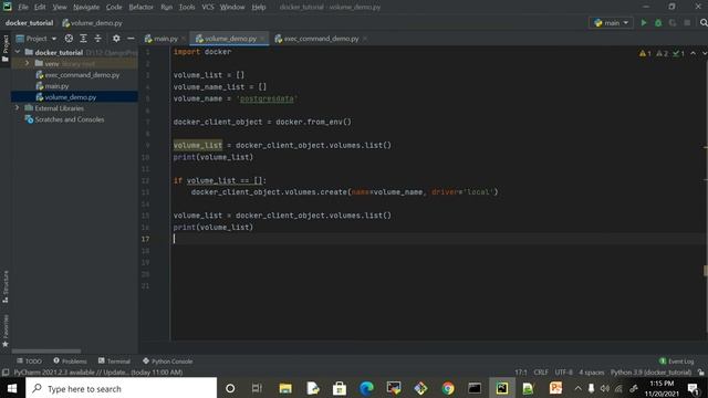 Python-Docker (How to create/remove/list volumes with python program) - Part5