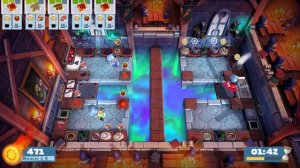 Overcooked 2. Story 5-5 | 3 players coop 4 stars | Score: 1215