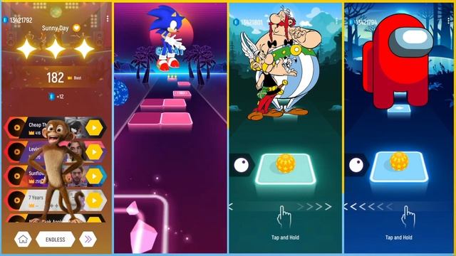 Jungle Beat Vs Sonic Vs Astérix & Obélix Vs Among Us Red | Tiles Hop Edm Rush смотреть онлайн