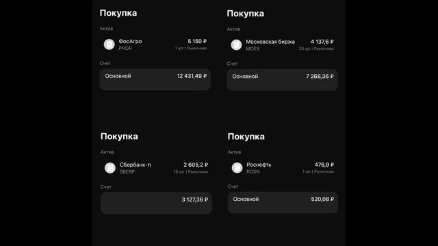 Инвестирование. Продолжая инвестировать. Фосагро. Московская биржа. Сбер. Роснефть.
