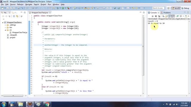 Java wrapper class (compareTo method) | Java Tutorial