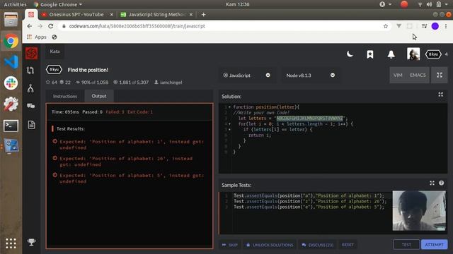 Belajar Javascript dengan codewars #2 - Find Letter Position