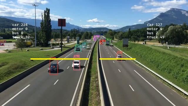 Traffic Counting using Yolov3 and deep sort. смотреть онлайн