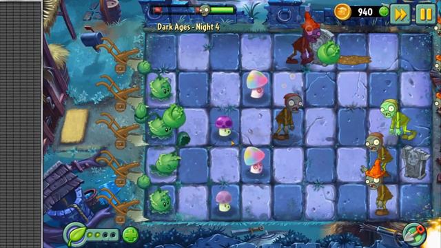 Прохождение Растения против зомби 2, Тёмные века, 4-я ночь смотреть онлайн