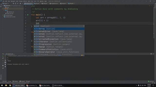 Kotlin с нуля #2 - Basic types (Char, Boolean, Array, String) (kotlin docs "live" с комментариями)