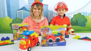 Пожарные и Полицейские машинки для детей - Пожарный Даник играет с пластилином