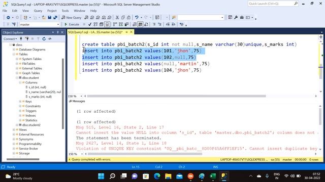 7.Constraints in SQL Server