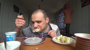 МУКБАНГАСМР СЫРНИКИБАНАНЫСГУЩЕНКААРАХИСОВАЯ ПАСТА СЛАДКИЙ МУКБАН ОБЖОР EATINGASMRMukbang#219