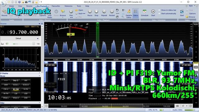 28.09.2023 07:03UTC, [Tropo], Юмор ФМ, Минск, Белоруссия, 93.7МГц, 660км