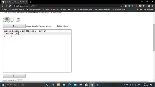 in1020 || Java Exercise || CodingBat.com