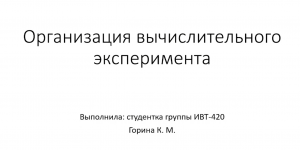 Вычислительный эксперимент