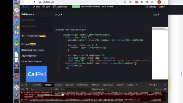 JS Geolocation and MetaWeather API -- Real Time Coding