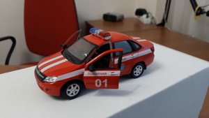 Машинка ВЕЛЛИ WELLY Лада Гранта Пожарная охрана LADA GRANTA Распаковка и обзор игрушек