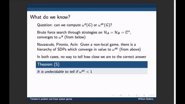 William Slofstra:Tsirelson’s problem & an embedding theorem for groups arising from non-local games смотреть онлайн