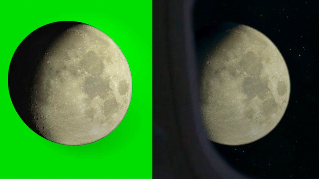Футаж луны на зеленом фоне. Хромакей.Green screen. Full HD