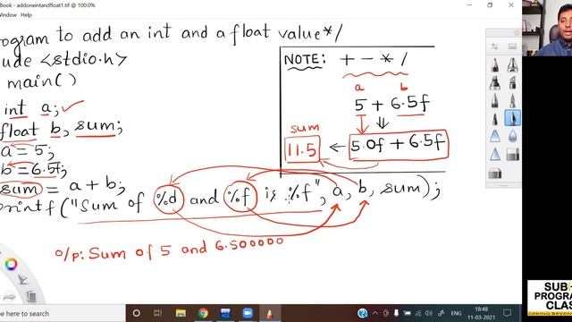 C Program To Add One Integer And One Float Value | Lesson-13 | Learn C Programming From Subhash K U смотреть онлайн