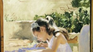 Drawing Girl. Oil on canvas painting. Vladimir Volegov