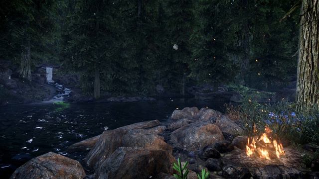Skyrim SE 4K Ambience | Campfire Ambience | Sleep, Study, Ambient Fire & Water | No Music [2 Hrs] смотреть онлайн