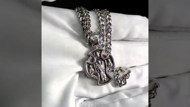 Нательный православный крестик с распятием, чернением и ликами Святых арт. i2035 и цепочка Панцирна смотреть онлайн