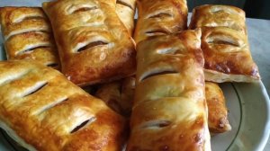 хрустящие, румяные и очень вкусные слойки с творожным сыром и яблочным вареньем