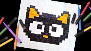 Как нарисовать кота по клеточкам #какнарисоватькота #рисуемкота #кот #пикселька #рисованиепоклеткам