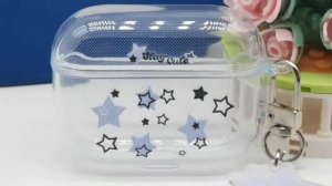 Прозрачный чехол со звездами для наушников AirPods Pro с карабином и брелком